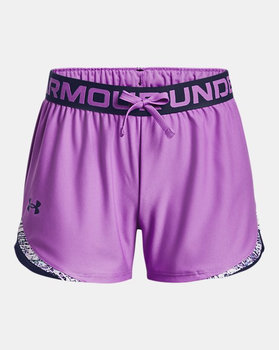 Girls' UA Play Up Tri-Color Shorts, Purple, pdpMainDesktop image number 0